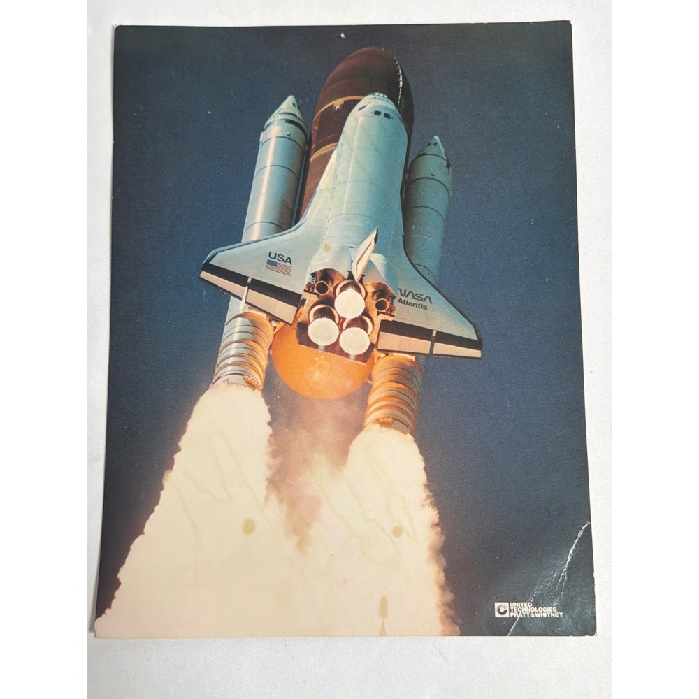 Vintage NASA Space Shuttle Atlantis Launch Photo Print Unisex 8.5x11 Multi Fair